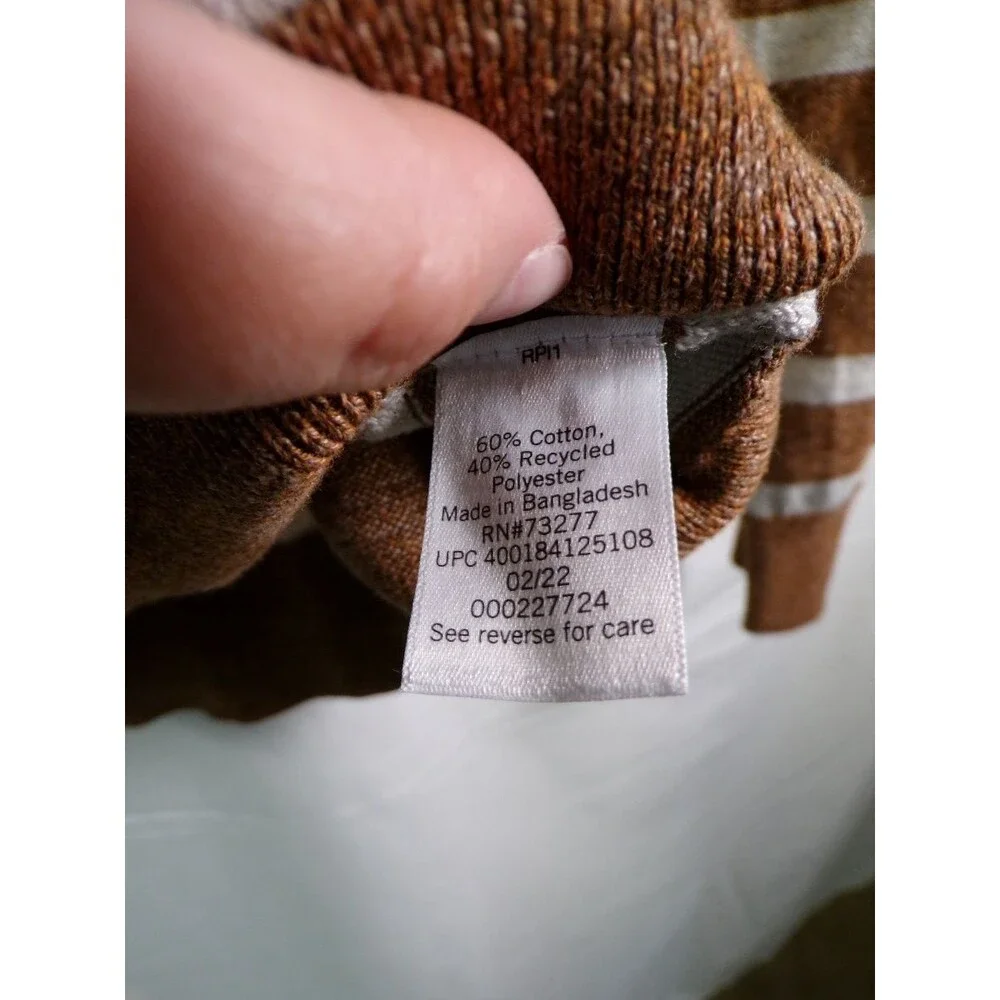 SONOMA Men's L Brown White Striped Crew Neck Pullover Sweater RN73277